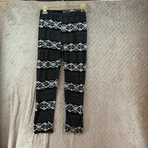 Fashion Girls XL Leggings Black Snowflake Winter Thick Fleece Knit Pull On
